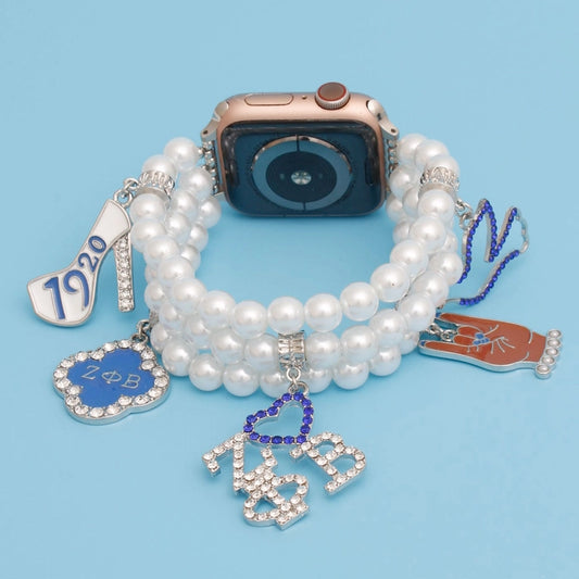 Zpb Sorority White Pearl Watch Band For Women